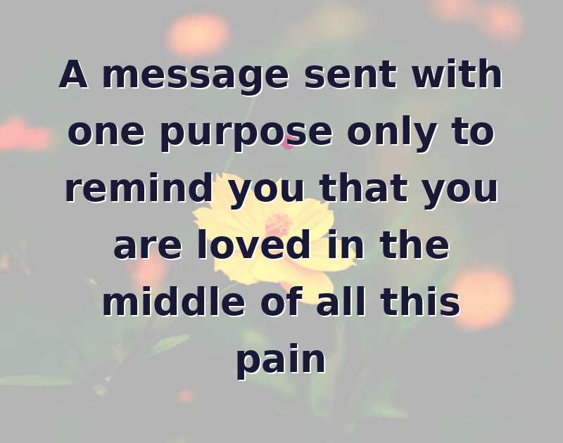 A message sent with one purpose only to remind you that you are loved in the middle of all this pain
