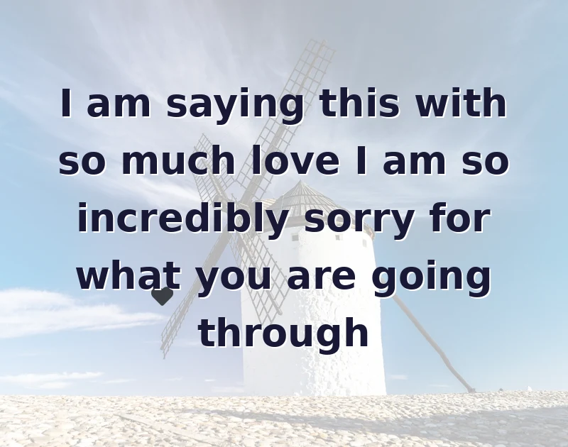 I am saying this with so much love I am so incredibly sorry for what you are going through